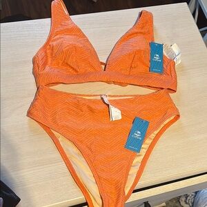Cupshe Vibrant Orange Bikini Set - medium top; small bottoms NWT